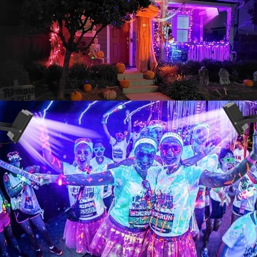 Black Lights 500W LED Flood Light with Plug(6ft Cable), IP66 Waterproof Black Lights for Party, Stage Lighting, Aquarium, Body Painting, Halloween, Neon Glow in The Dark (2 Pack)