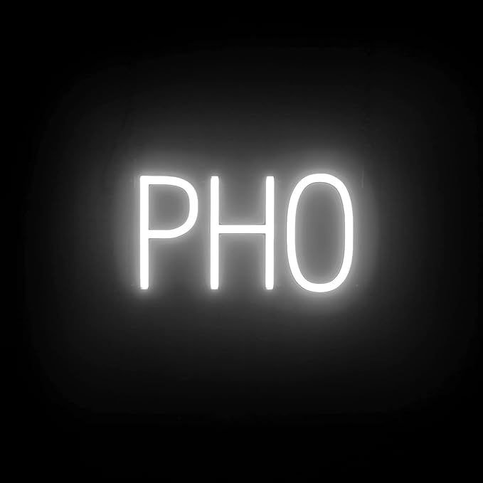 SpellBrite PHO Sign | Restaurant-Related Sign with Neon Look, White LED Light | 13.2" x 6.3"