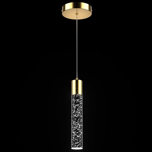 Pendant Lights Kitchen Island, 6500K Modern Kitchen Island Lights Brushed Gold, 1 Pack Ceiling Lighting Fixtures with Crystal Bubble, Integrated LED Hanging Light for Dining Room Restaurants