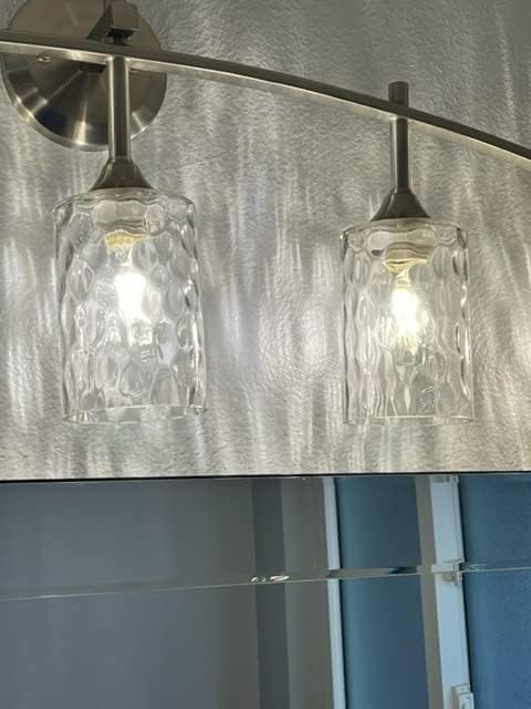 Glass Lamp Shade Replacement Globe & Cover for Light Fixture, 6-1/16" Height 4-1/16" Diameter, 1-5/8 inch Fitter, 5 Pack Clear Hammered Water Ripple Cylinder Glass Shade