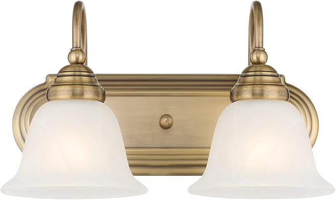 Livex Lighting 1002-01 Belmont 2-Light Bath Light, Antique Brass