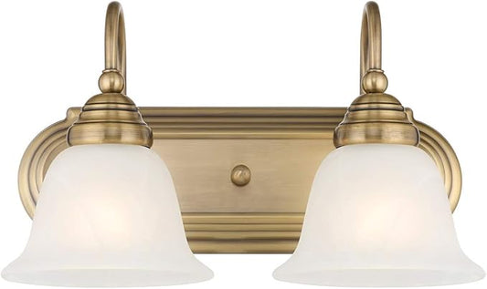 Livex Lighting 1002-01 Belmont 2-Light Bath Light, Antique Brass