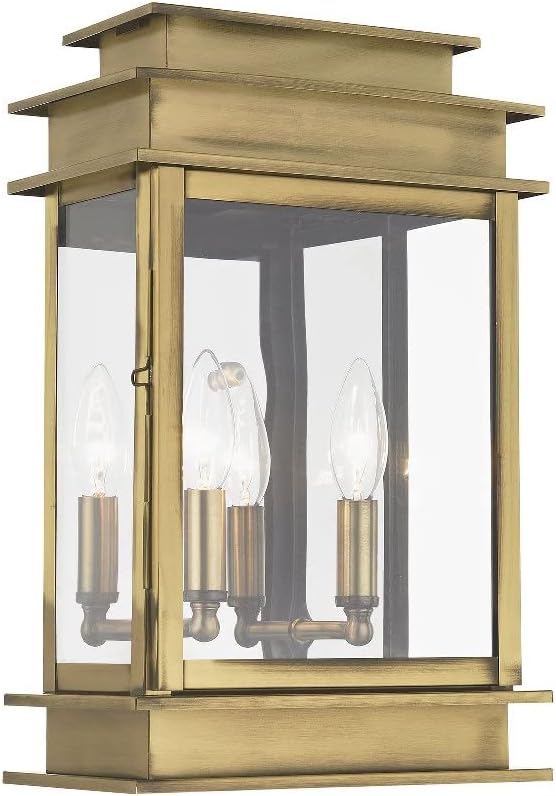 Livex Lighting 2016-04 Transitional Two Light Outdoor Wall Lantern from Princeton Collection in Black Finish
