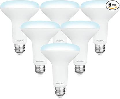 BR30 LED Bulb, Dimmable Flood Lights Indoor CRI80 7W Equivalent 65W 5000K Daylight 650 Lumens, 15000 Lifetime Hours Recessed Light Bulbs, Interior E26 Base LED Can Light Bulbs, 6 Pack