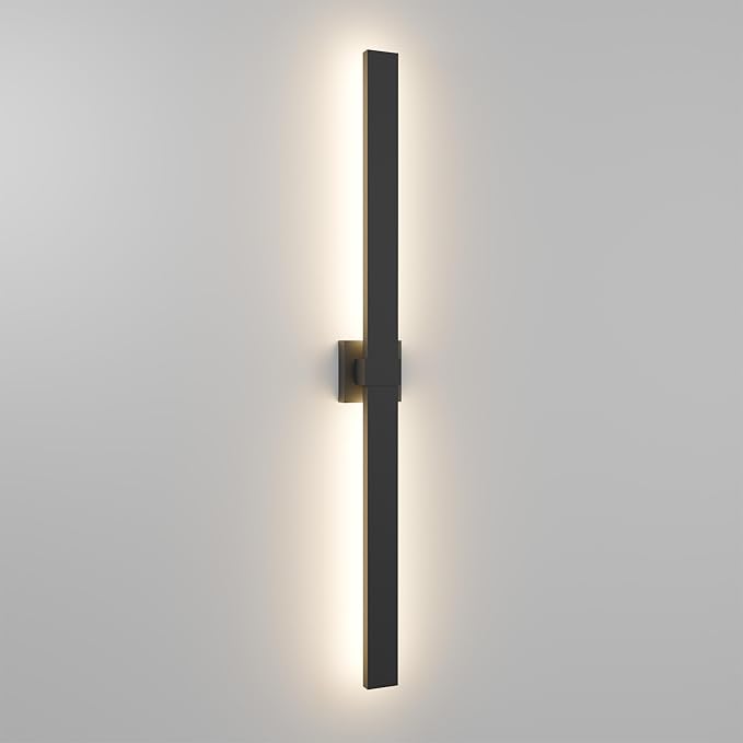 LamQee 47.2 In Aluminum Long Outdoor Wall Lights, 3000K 1760LM LED Waterproof IP65, Modern Exterior Lighting Fixture Linear Outdoor Sconce Wall Mount Outside Lighting for House Porch Patio Garage Door