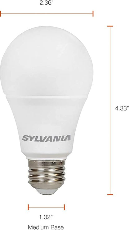 LEDVANCE Sylvania ECO LED Light Bulb, A19 60W Equivalent, Efficient 9W, 7 Year, 750 Lumens, 2700K, Non-Dimmable, Frosted, Soft White - 8 Pack (40821)
