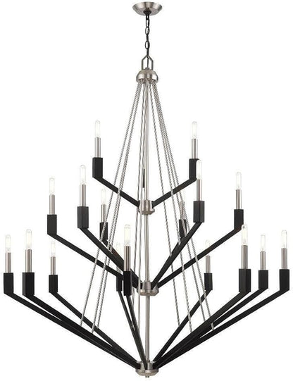 Livex Lighting 51169-91 Beckett - Eighteen Light 3-Tier Foyer, Brushed Nickel/Black Finish