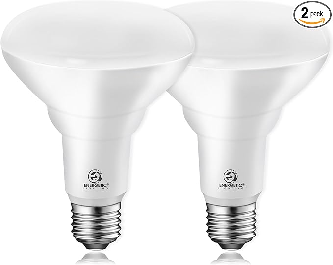 Energetic BR30 LED Recessed Light Bulb, 9W=75W, 4000K Cool White, 900LM, Dimmable Ceiling Flood Light Bulb for Cans, CRI80+, 2Pack