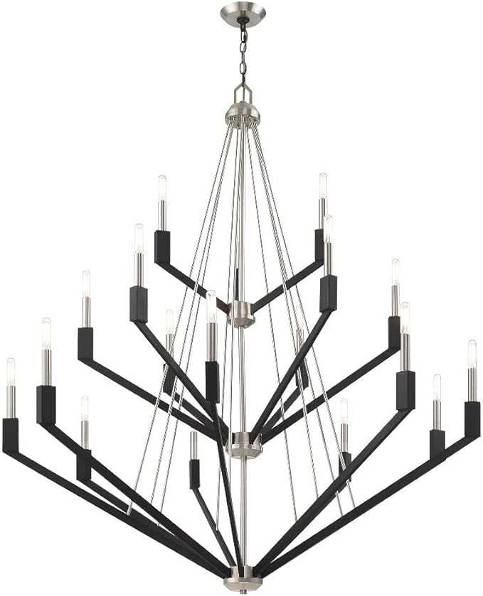 Livex Lighting 51169-91 Beckett - Eighteen Light 3-Tier Foyer, Brushed Nickel/Black Finish
