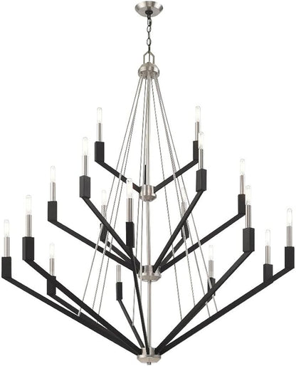 Livex Lighting 51169-91 Beckett - Eighteen Light 3-Tier Foyer, Brushed Nickel/Black Finish