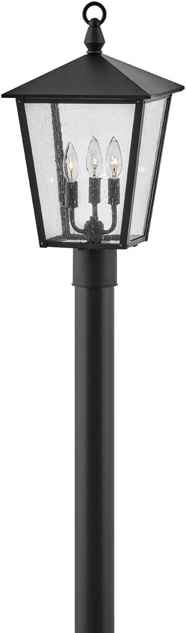 Hinkley Huntersfield Medium Post Top or Pier Mount Outdoor Lantern - Aluminum, Clear Seedy Glass, Traditional European Style - Black Finish