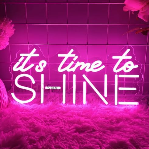 It Is Time To Shine Neon Led Sign Room Wall Decor LED Night Lights Sign USB Home Bedroom Party Bar Decoration Neon Lamps Size:45x21.5CM