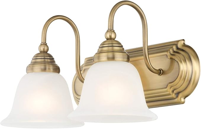 Livex Lighting 1002-01 Belmont 2-Light Bath Light, Antique Brass