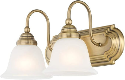 Livex Lighting 1002-01 Belmont 2-Light Bath Light, Antique Brass