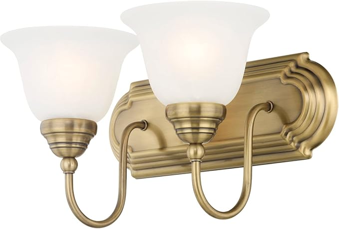 Livex Lighting 1002-01 Belmont 2-Light Bath Light, Antique Brass