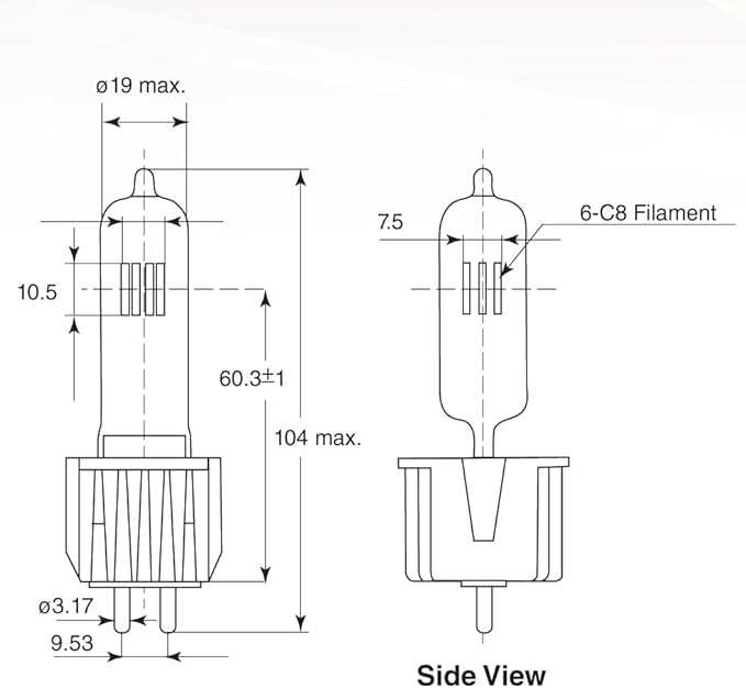 12Pk - USHIO HPL 375w /115X Long Life halogen bulb
