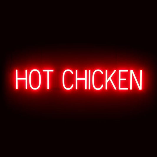 SpellBrite HOT CHICKEN Sign | Food-Related Sign with Neon Look, Red LED Light Source | 38.6" x 6.3"