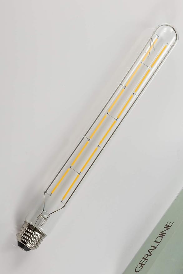 Leools LED Tube Bulbs,T10 Tubular Edison Style LED Filament Bulb, 12W Dimmable Antique LED Bulb,E26 Base,Clear Glass,Warm White,2700K,1000LM(75-100W Equivalent),11.8inch,Pack of 4