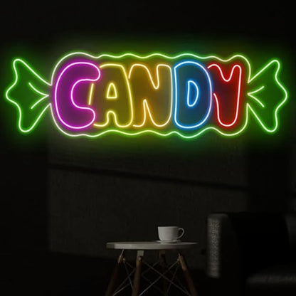 Colorful Candy Neon Sign, Candy Shop Wall Decor, Candy Lover Gifts, Candy Party Sign Size:23inch