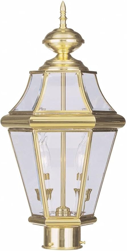 Livex Lighting 2264-02 Georgetown 2-Light Outdoor Post Head, Polished Brass
