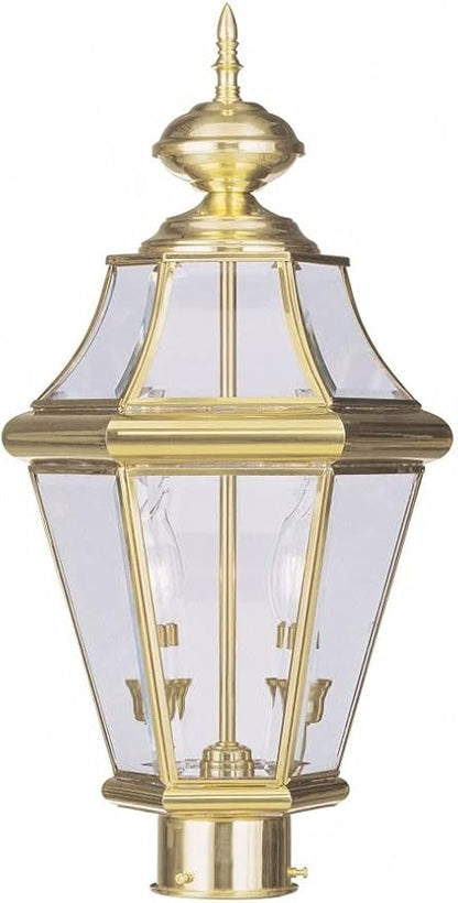 Livex Lighting 2264-02 Georgetown 2-Light Outdoor Post Head, Polished Brass