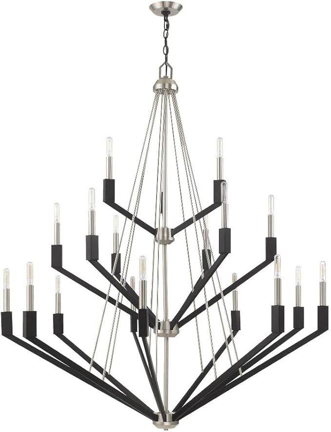 Livex Lighting 51169-91 Beckett - Eighteen Light 3-Tier Foyer, Brushed Nickel/Black Finish