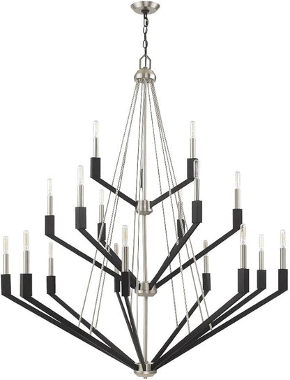 Livex Lighting 51169-91 Beckett - Eighteen Light 3-Tier Foyer, Brushed Nickel/Black Finish