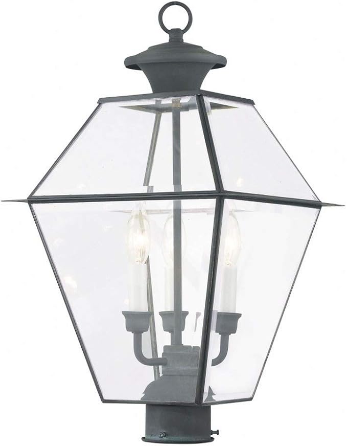 Livex Lighting 2384-61 Westover Charcoal 3 Light Outdoor Post Lantern, 22.00x12.00x12.00