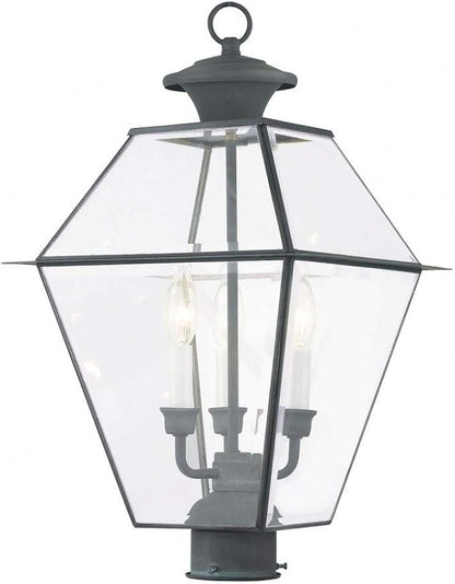 Livex Lighting 2384-61 Westover Charcoal 3 Light Outdoor Post Lantern, 22.00x12.00x12.00