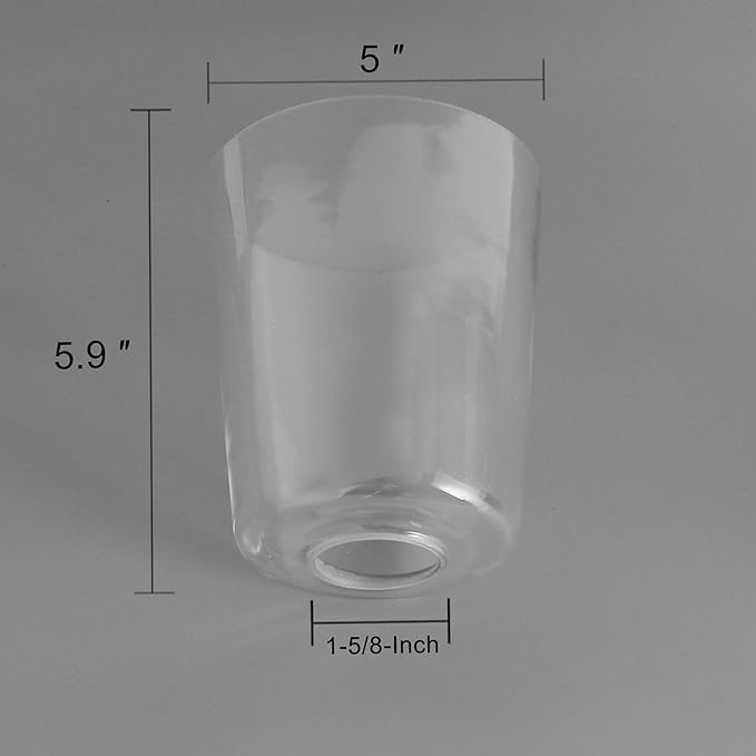 2 Pack Clear Glass Shade, Modern Light Fixture Replacement Globe or Cover with 1-5/8-Inch Fitter for Chandelier Wall Sconce Pendant Light, G0026
