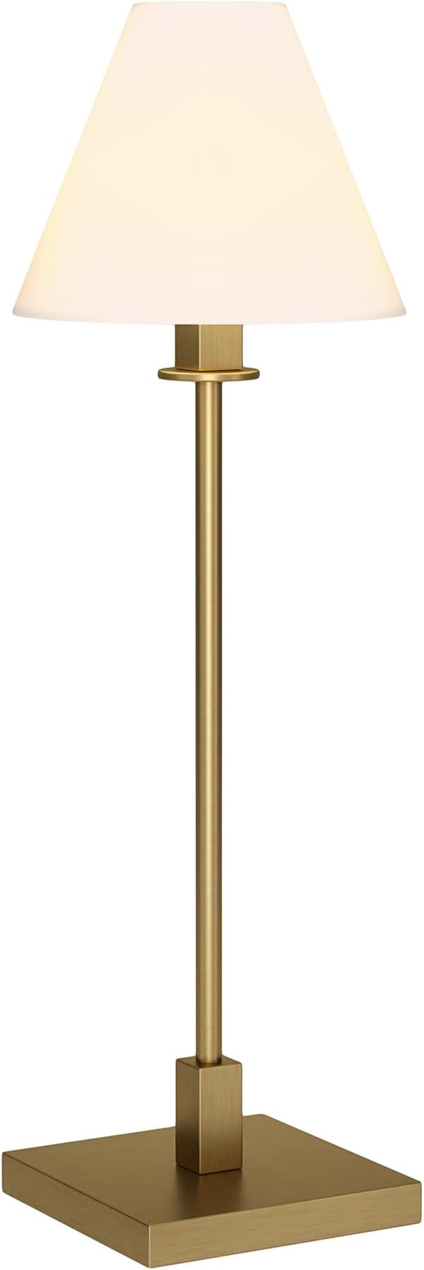 Henn&Hart 28'' Modern 1-Light Table Lamp with White Fabric Cone Shade for Dining Room, Living Room, or Office, Brass/White