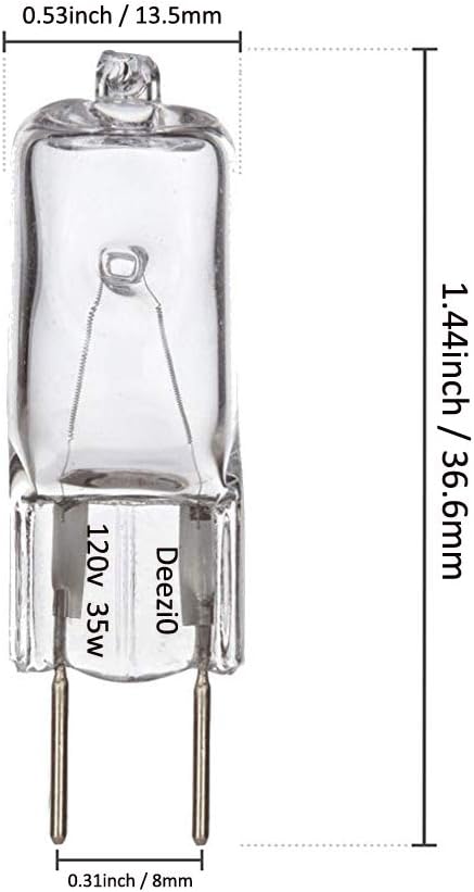 Deezio Xenon Lamp 110 130v 50w Xenon Light Bulbs 50-Watt 650 Lm, 120-Volt G8 Base, Pack of 10