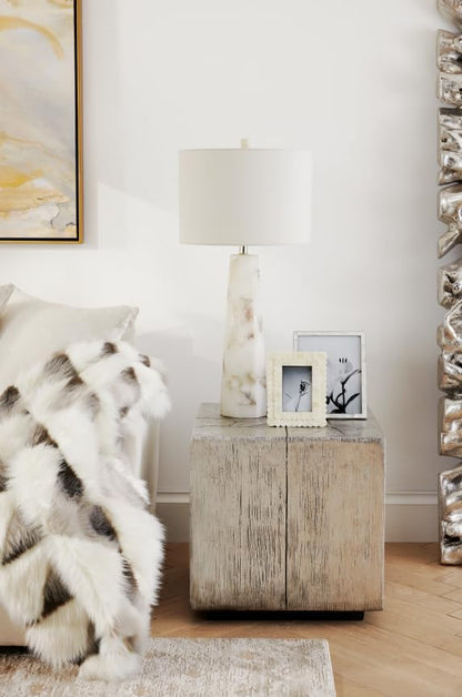 Z Gallerie Aurora Table Lamp with White Linen Lampshade,16-inch Diameter,White (bulbs not included)
