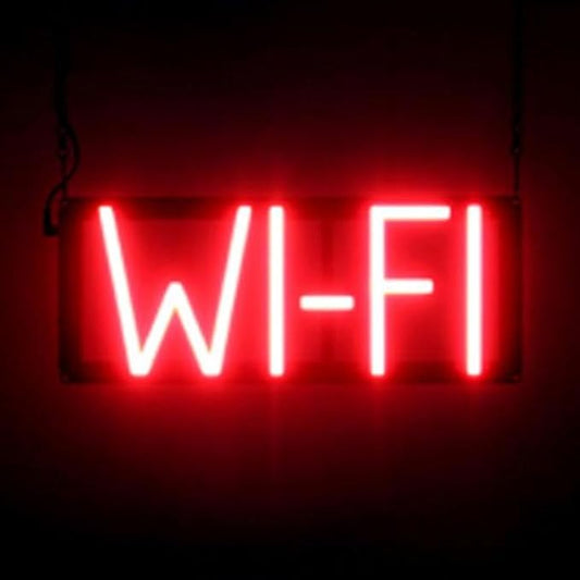 SpellBrite WI-FI Sign | Cafe-Related Sign with Neon Look, Red LED Light Source | 15.4" x 6.3"