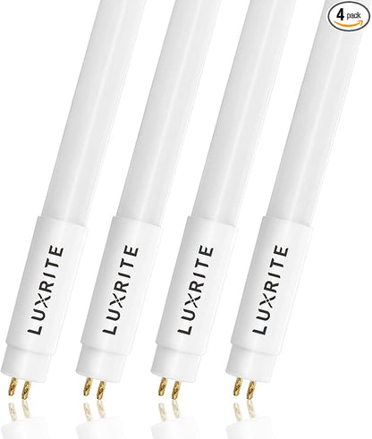 LUXRITE 4FT T5 LED Tube Lights, Type A+B, 24W=54W, 4000K Cool White, 45.78", Ballast and Ballast Bypass Compatible, Single or Double End Powered, F54T5 Fluorescent Replacement, Damp Rated (4 Pack)