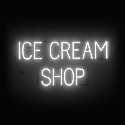 SpellBrite ICE CREAM SHOP Sign | Treat-Related Sign with Neon Look, White LED Light Source | 31.7" x 15.0"