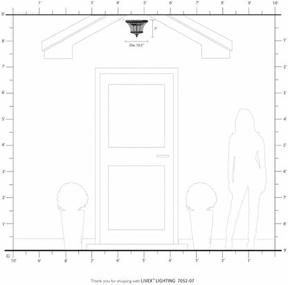 Livex Lighting 7052-02 Monterey 2 Light Outdoor/Indoor Polished Brass Finish Solid Brass Flush Mount with Clear Beveled Glass