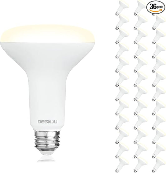36 Pack BR30 LED Bulb, Dimmable Indoor Flood Lights 7W Equivalent 65W 3000K Warm White, CRI80, 650 LM, E26 Base, 15000 Lifetime Hours, Interior Energy Saving Recessed Light Bulb, Flicker-Free
