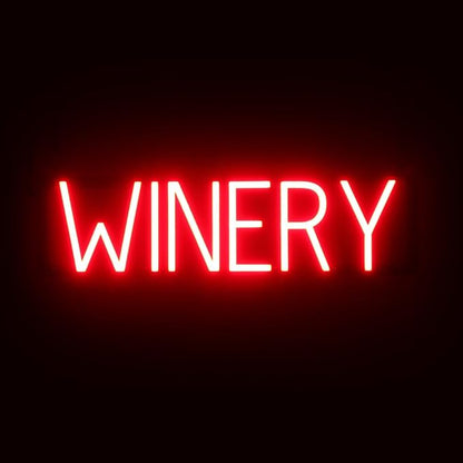 SpellBrite WINERY Sign | Wine-Related Sign with Neon Look, Red LED Light Source | 23.6" x 6.3"