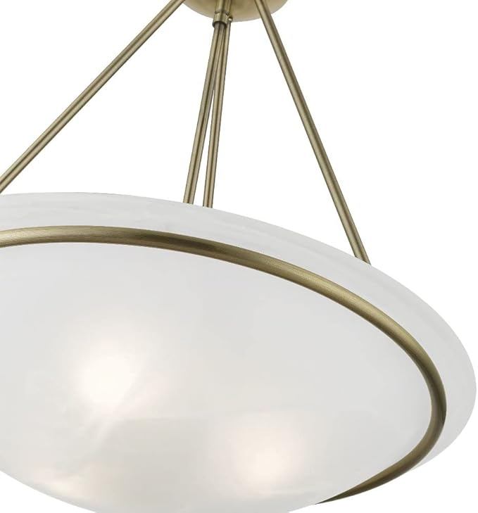 Livex Lighting Glass Shade 4826-07 Newburgh 3-Light Pendant, Bronze