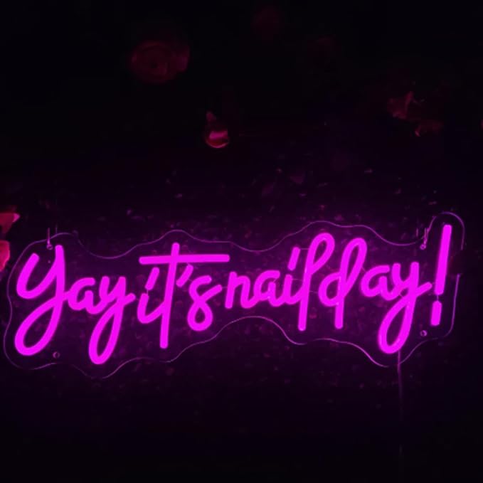 LED Neon Sign Yay It Is Nail Day Room Wall Neon Signs Aesthetic Decoration LED Light Business Neon Signs Nail Shop Night Lights USB Size:50CM