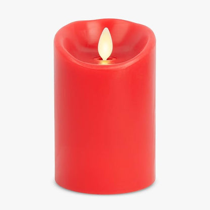 Luminara Flameless LED Battery Operated Flickering Pillar Moving Flame Candles (True Red, 3" x 4.5")