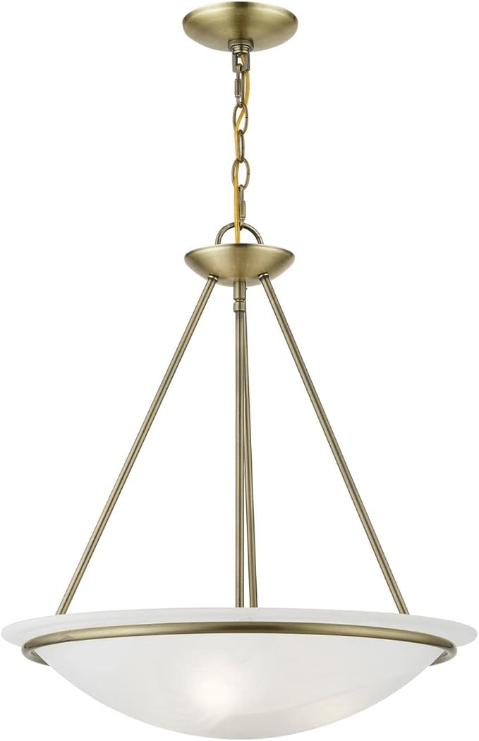 Livex Lighting 4826-01 Newburgh Collection 3 Light Pendant Chandelier, Antique Brass