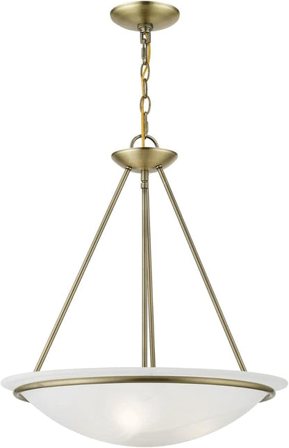Livex Lighting 4826-01 Newburgh Collection 3 Light Pendant Chandelier, Antique Brass