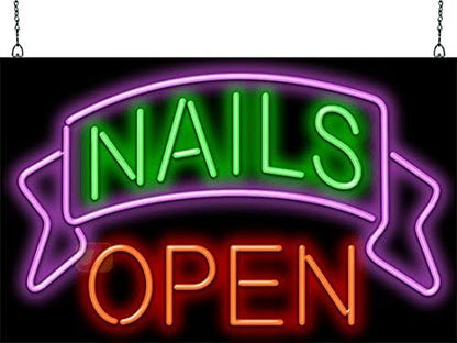 Nails Open Neon Sign