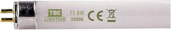 TBE LIGHTING 8w / 12 inch Soft White 3500K Tubes - F8T5/D Fluorescent Tube Lamps 288mm / 12''- CFL Bulbs - G5 2-Pin Base Fittings - T5 High Efficiency Lamps (4-Pack)