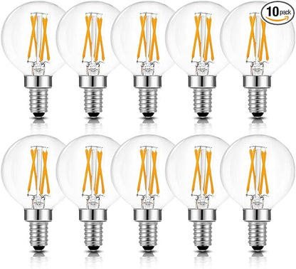 BRIMAX 10 Pack G16.5 Light Bulbs,Small Globe Bulbs Dimmable 6W E12 LED Bulbs,Equivalent 60W 580lm, 2700K Warm White,AC120V,Flicker Free for Ceiling Fans Pendant Chandelier Bathroom