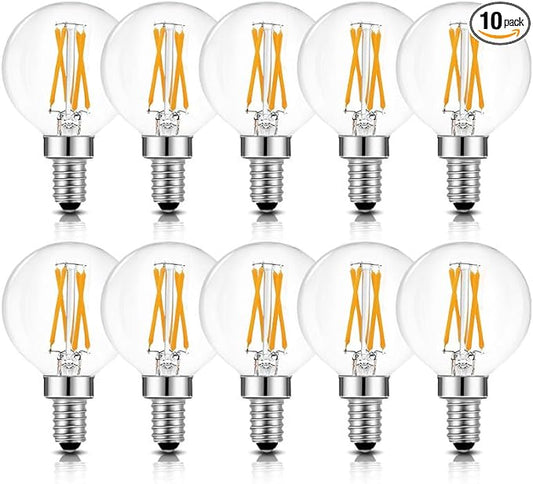 BRIMAX 10 Pack G16.5 Light Bulbs,Small Globe Bulbs Dimmable 6W E12 LED Bulbs,Equivalent 60W 580lm, 2700K Warm White,AC120V,Flicker Free for Ceiling Fans Pendant Chandelier Bathroom