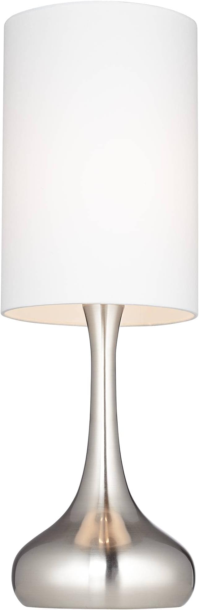 360 Lighting Modern Industrial Droplet-Shaped Table Lamps 24.5" High Set of 2 Brushed Steel Silver Metal White Cylinder Shade Decor for Living Room Bedroom House Bedside Nightstand Home