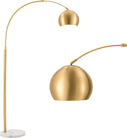 CO-Z 69" Modern Arc Floor Lamp, Gold Standing Light with Adjustable Metal Shade and Marble Base, LED Bulb Included, Contemporary Lighting for Living Room or Sofa